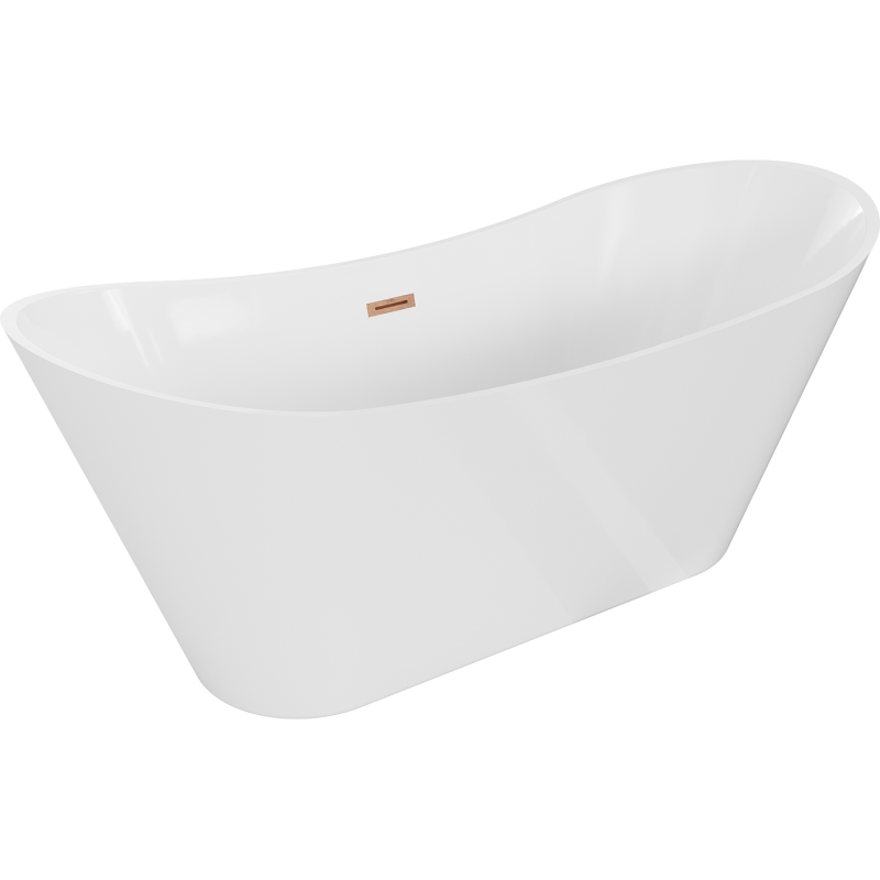 Mexen Celia freistehende Badewanne 170 x 75 cm, weiß, Überlauf gebürstetes Kupfer - 52331707500-65