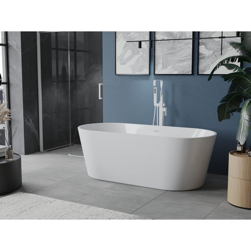 Mexen Luna freistehende Badewanne 170 x 80 cm, weiß, weißer Überlauf - 52031708000-20