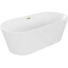 Mexen Luna freistehende Badewanne 180 x 80 cm, weiß, Überlauf gold - 52031808000-50