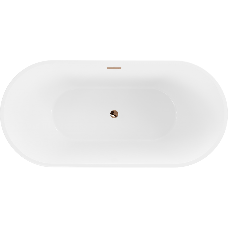 Mexen Luna freistehende Badewanne 170 x 80 cm, weiß, Überlauf Roségold - 52031708000-60