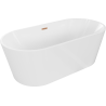 Mexen Luna freistehende Badewanne 180 x 80 cm, weiß, Überlauf gebürstetes Kupfer - 52031808000-65