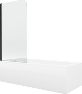 Mexen Vega rechteckige Badewanne 180 x 80 cm mit Verkleidung und 1-flügeliger 70 cm Seitenwand, transparent, schwarz