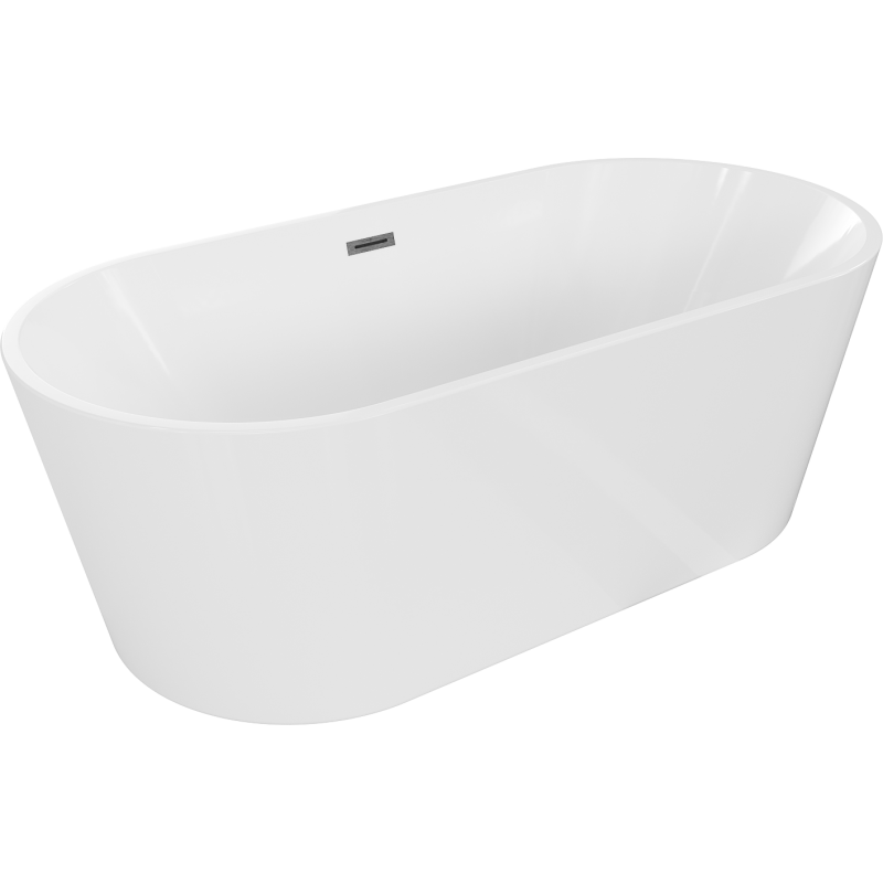 Mexen Luna freistehende Badewanne 180 x 80 cm, weiß, Überlauf gun gray gebürstet - 52031808000-66