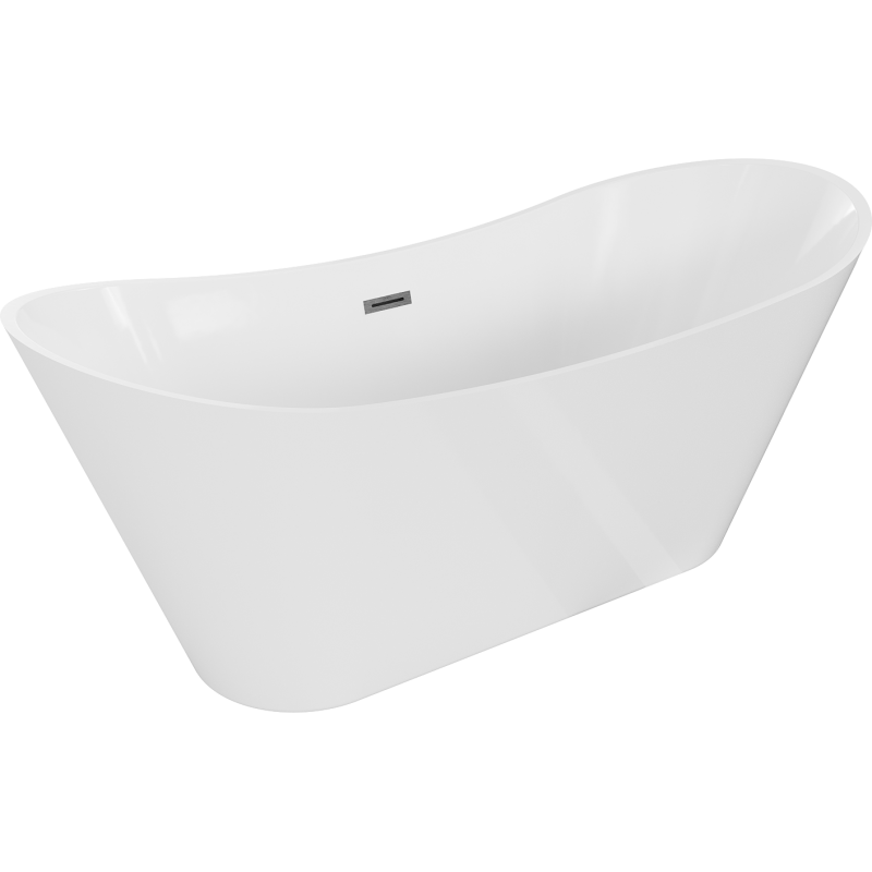 Mexen Celia freistehende Badewanne 170 x 75 cm, weiß, Überlauf gun gray gebürstet - 52331707500-66