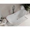 Mexen Celia freistehende Badewanne 170 x 75 cm, weiß, Überlauf gun gray gebürstet - 52331707500-66