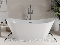 Mexen Celia freistehende Badewanne 170 x 75 cm, weiß, Überlauf gun gray gebürstet - 52331707500-66