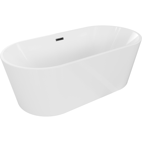 Mexen Luna Badewanne freistehend 180 x 80 cm, weiß, Überlauf schwarz - 52031808000-70