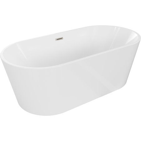 Mexen Luna freistehende Badewanne 180 x 80 cm, weiß, Überlauf gebürsteter Nickel - 52031808000-97