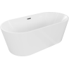 Mexen Luna freistehende Badewanne 170 x 80 cm, weiß, Überlauf Gun Metal - 52031708000-95