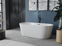Mexen Luna freistehende Badewanne 180 x 80 cm, weiß, Überlauf schwarz - 52031808000-70