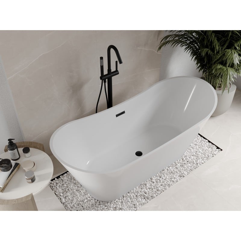 Mexen Celia freistehende Badewanne 170 x 75 cm, weiß, schwarzer Überlauf - 52331707500-70
