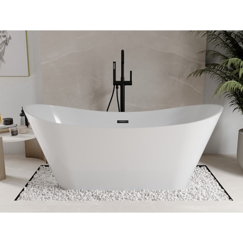 Mexen Celia freistehende Badewanne 170 x 75 cm, weiß, schwarzer Überlauf - 52331707500-70