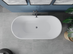 Mexen Luna freistehende Badewanne 180 x 80 cm, weiß, Überlauf Gun Metal - 52031808000-95