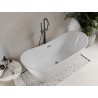 Mexen Celia freistehende Badewanne 170 x 75 cm, weiß, Überlauf Gun Metal - 52331707500-95