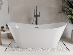 Mexen Celia freistehende Badewanne 170 x 75 cm, weiß, Überlauf Gun Metal - 52331707500-95