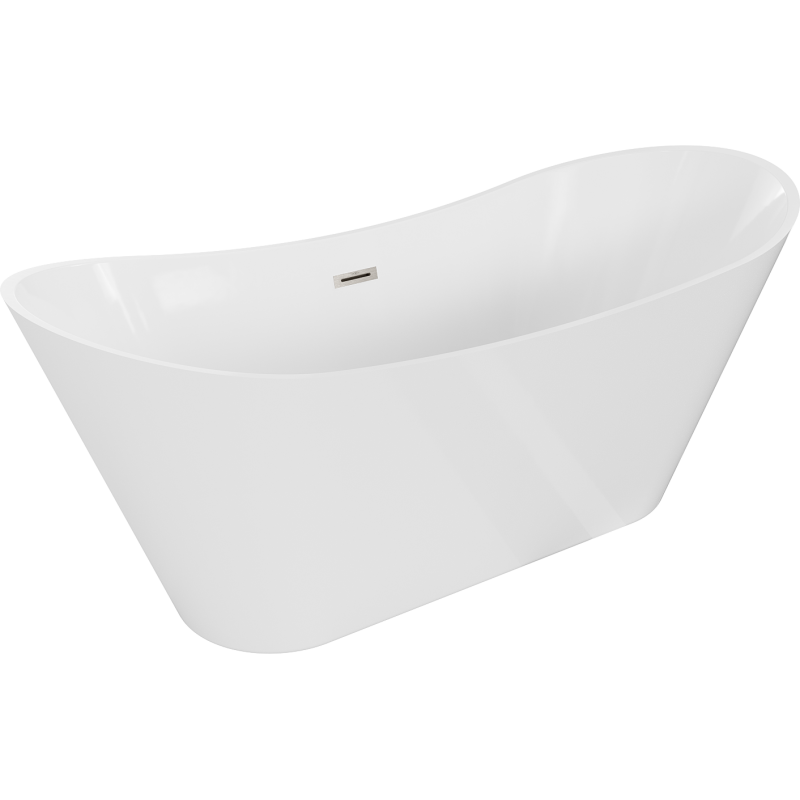 Mexen Celia freistehende Badewanne 170 x 75 cm, weiß, Überlauf in gebürstetem Nickel - 52331707500-97