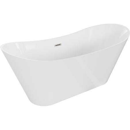 Mexen Celia freistehende Badewanne 170 x 75 cm, weiß, Überlauf in gebürstetem Nickel - 52331707500-97