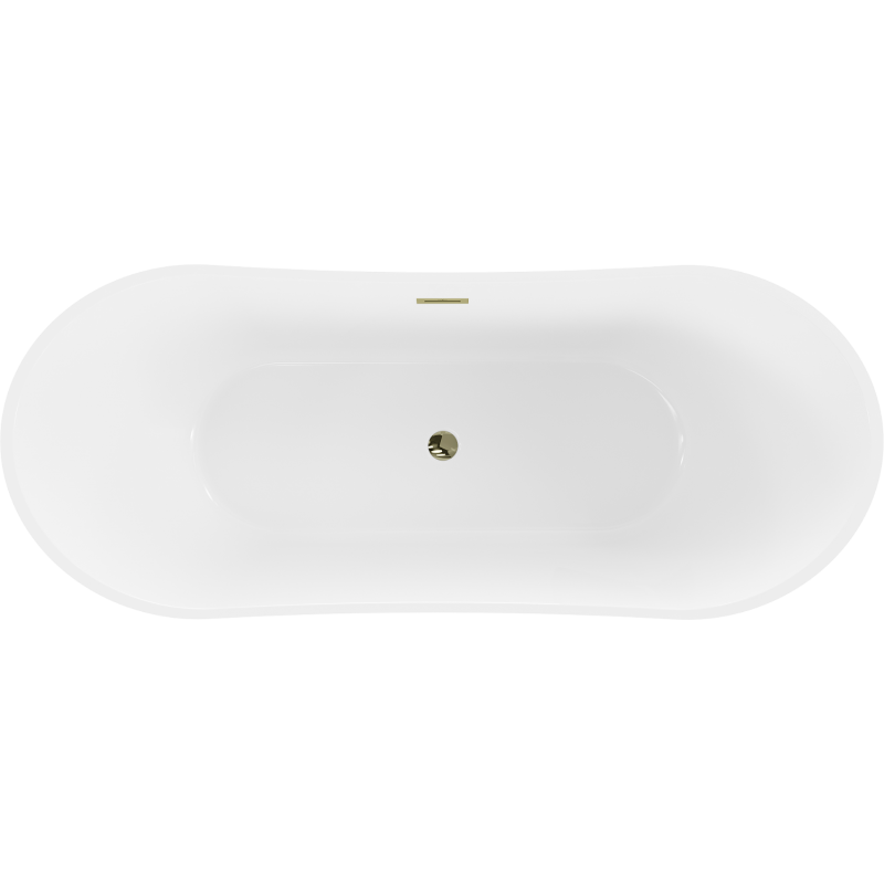 Mexen Celia freistehende Badewanne 170 x 75 cm, weiß/schwarz, Überlauf gold - 52331707575-50