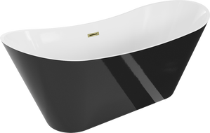 Mexen Celia freistehende Badewanne 170 x 75 cm, weiß/schwarz, Überlauf gold - 52331707575-50