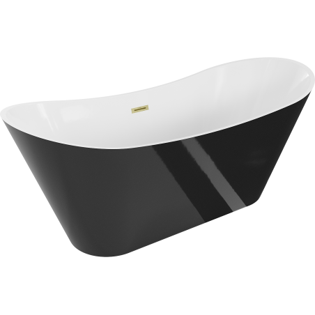 Mexen Celia freistehende Badewanne 170 x 75 cm, weiß/schwarz, Überlauf gold gebürstet - 52331707575-55