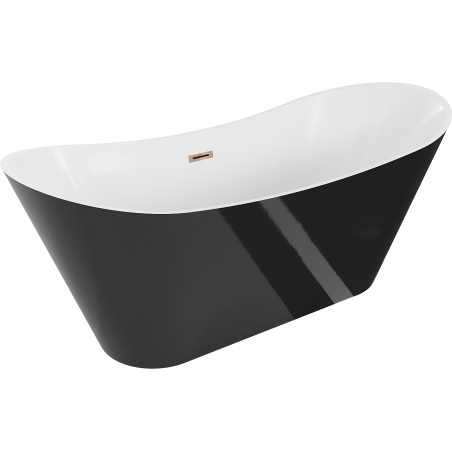Mexen Celia freistehende Badewanne 170 x 75 cm, weiß/schwarz, Überlauf roségold - 52331707575-60