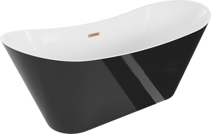 Mexen Celia freistehende Badewanne 170 x 75 cm, weiß/schwarz, Überlauf gebürstetes Kupfer - 52331707575-65