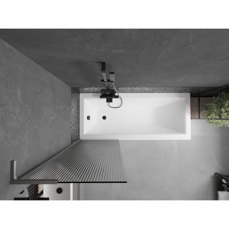 Mexen Next L Badewannenfaltwand 1-flügelig 60 x 150 cm, Streifen, gun gray gebürstet - 895-060-000-03-09-66