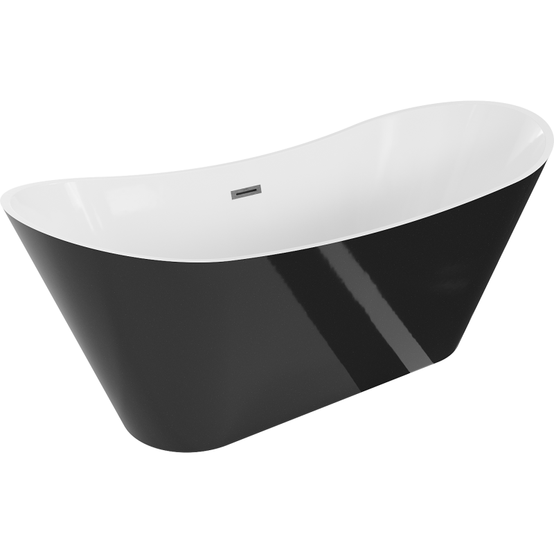 Mexen Celia freistehende Badewanne 170 x 75 cm, weiß/schwarz, Überlauf gebürstet gun gray - 52331707575-66