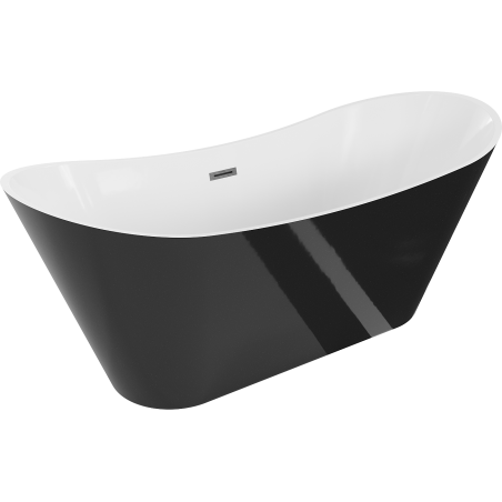 Mexen Celia freistehende Badewanne 170 x 75 cm, weiß/schwarz, Überlauf gebürstet gun gray - 52331707575-66