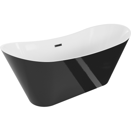 Mexen Celia freistehende Badewanne 170 x 75 cm, weiß/schwarz, schwarzer Überlauf - 52331707575-70