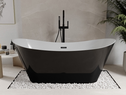 Mexen Celia freistehende Badewanne 170 x 75 cm, weiß/schwarz, schwarzer Überlauf - 52331707575-70