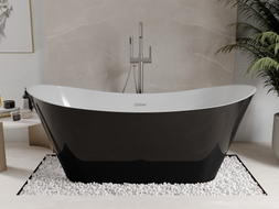 Mexen Celia freistehende Badewanne 170 x 75 cm, weiß/schwarz, Überlauf gebürstetes Nickel - 52331707575-97
