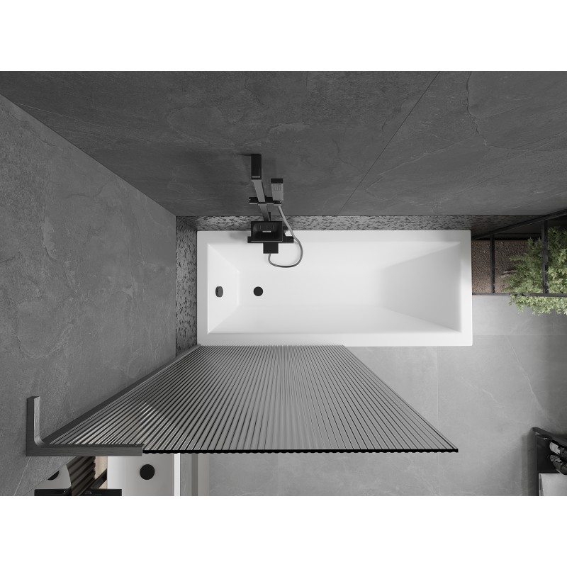 Mexen Next L Badewannenfaltwand 1-flügelig 90 x 150 cm, Streifen, Gun Gray gebürstet - 895-090-000-03-09-66