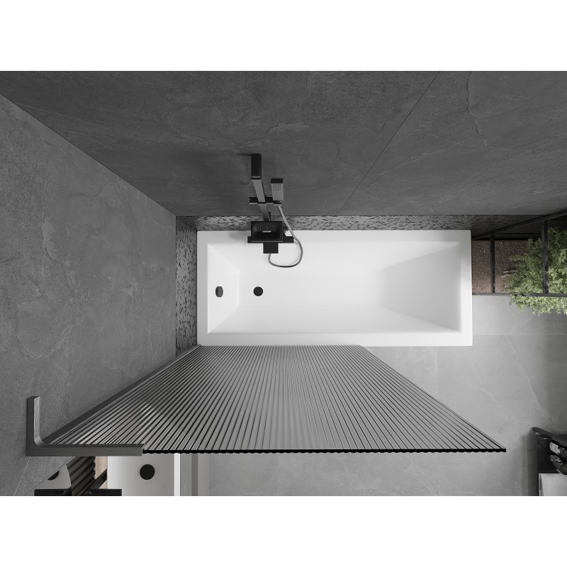 Mexen Next L Badewannen-Faltwand 1-teilig 100 x 150 cm, Streifen, gun gray gebürstet - 895-100-000-03-09-66