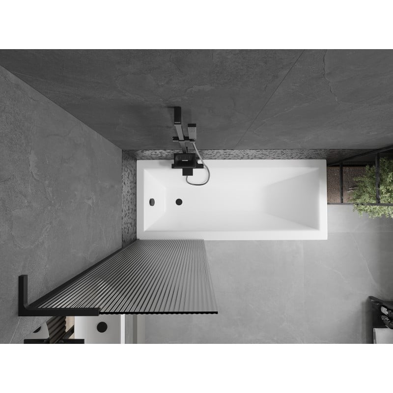 Mexen Next L Badewannenwand 1-flügelig 60 x 150 cm, Streifen, schwarz - 895-060-000-03-09-70