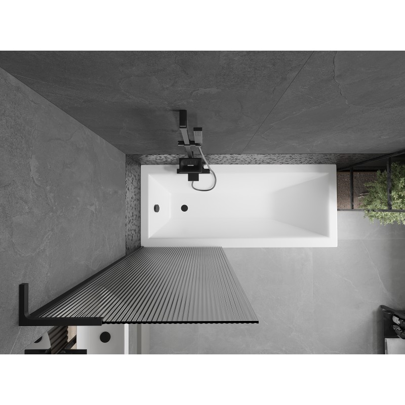 Mexen Next L Badewannenabtrennung 1-flügelig 70 x 150 cm, Streifen, schwarz - 895-070-000-03-09-70