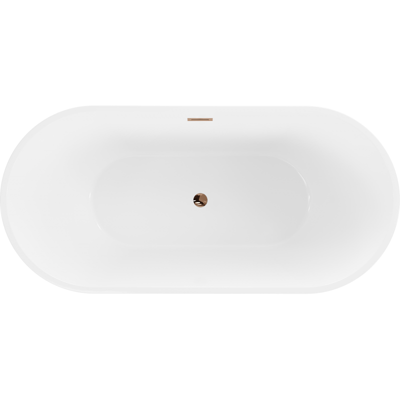 Mexen Luna freistehende Badewanne 160 x 75 cm, weiß/schwarz, Überlauf Roségold - 52031607575-60