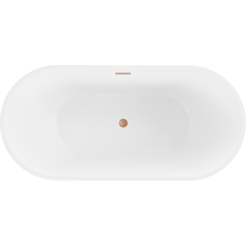 Mexen Luna freistehende Badewanne 160 x 75 cm, weiß/schwarz, Überlauf gebürstetes Kupfer - 52031607575-65