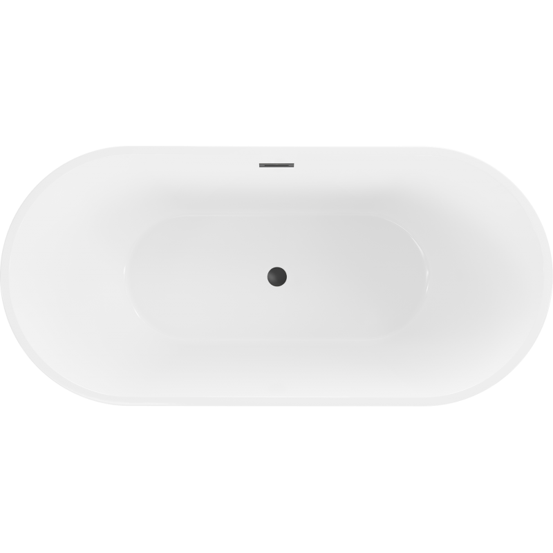 Mexen Luna freistehende Badewanne 150 x 75 cm, weiß/schwarz, schwarzer Überlauf - 52031507575-70