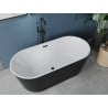 Mexen Luna freistehende Badewanne 150 x 75 cm, weiß/schwarz, schwarzer Überlauf - 52031507575-70