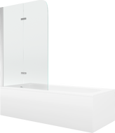 Mexen Vega Rechteckige Badewanne 180 x 80 cm mit Verkleidung und 2-flügeliger 80 cm Duschwand, transparent, Chrom