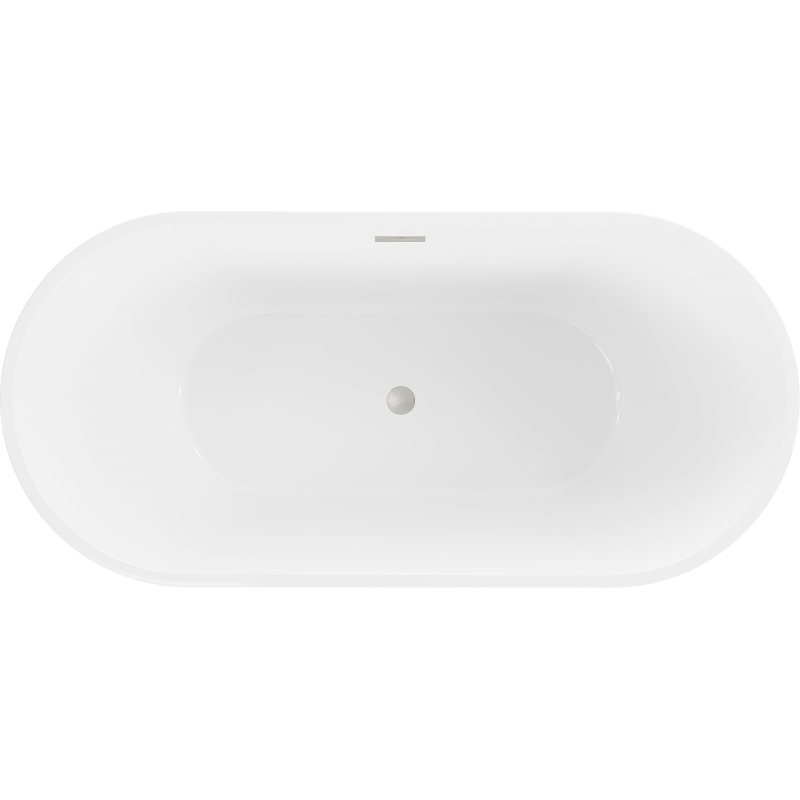 Mexen Luna freistehende Badewanne 150 x 75 cm, weiß/schwarz, Überlauf gebürsteter Nickel - 52031507575-97