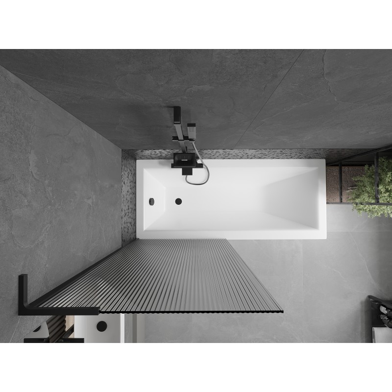 Mexen Next L Badewannenabtrennung 1-flügelig 80 x 150 cm, Streifen, schwarz - 895-080-000-03-09-70