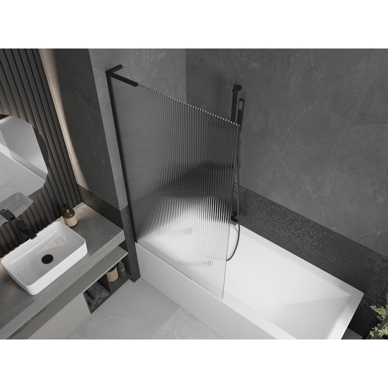 Mexen Next L Badewannenfaltwand 1-flügelig 90 x 150 cm, Streifen, schwarz - 895-090-000-03-09-70