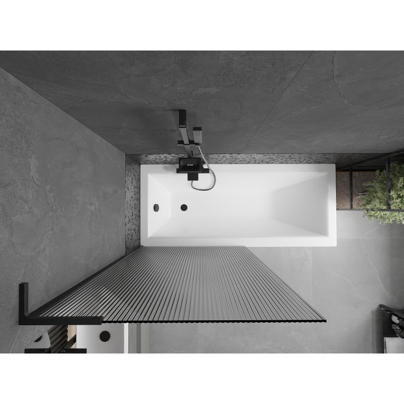 Mexen Next L Badewannenfaltwand 1-flügelig 90 x 150 cm, Streifen, schwarz - 895-090-000-03-09-70