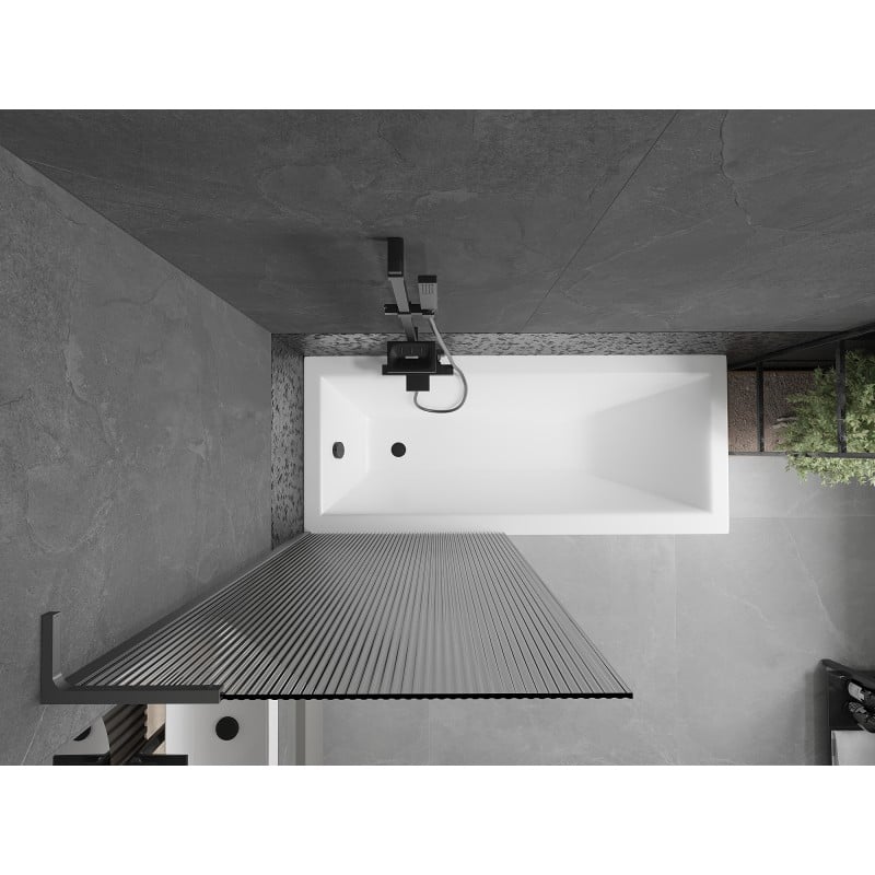 Mexen Next L Badewannenabtrennung 1-flügelig 80 x 150 cm, Streifen, Gun Metal - 895-080-000-03-09-95