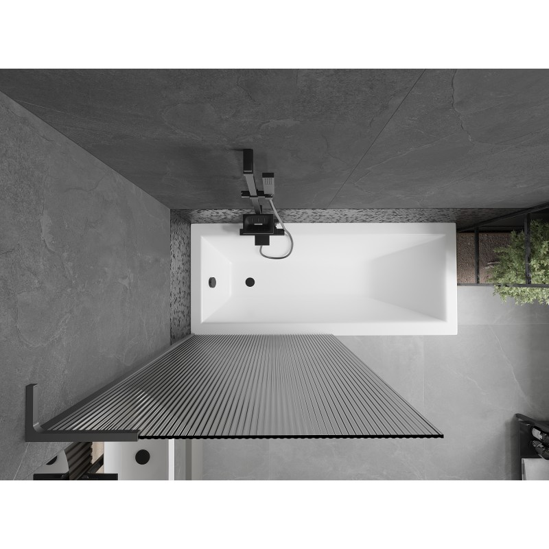Mexen Next L Badewannenfaltwand 1-flügelig 90 x 150 cm, Streifenmuster, Gun Metal - 895-090-000-03-09-95