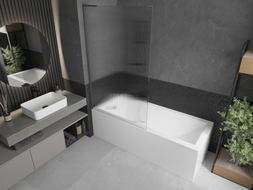 Mexen Next L Badewannenabtrennung 1-flügelig 100 x 150 cm, Streifen, Gun Metal - 895-100-000-03-09-95