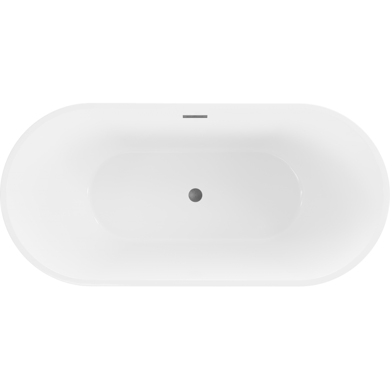 Mexen Luna freistehende Badewanne 170 x 80 cm, weiß/schwarz, Überlauf gun gray gebürstet - 52031708075-66