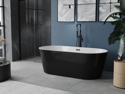Mexen Luna freistehende Wanne 180 x 80 cm, weiß/schwarz, schwarzer Überlauf - 52031808075-70